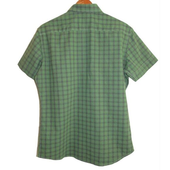Men's Custom MTailor Short Sleeve Green Plaid Shirt L - Picture 2 of 3